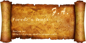 Forrás Anett névjegykártya