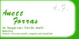 anett forras business card