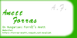 anett forras business card